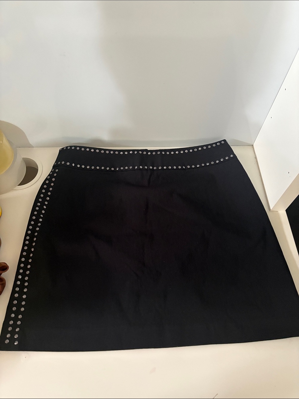 Express Black Mini Skirt with Silver Stud Trim